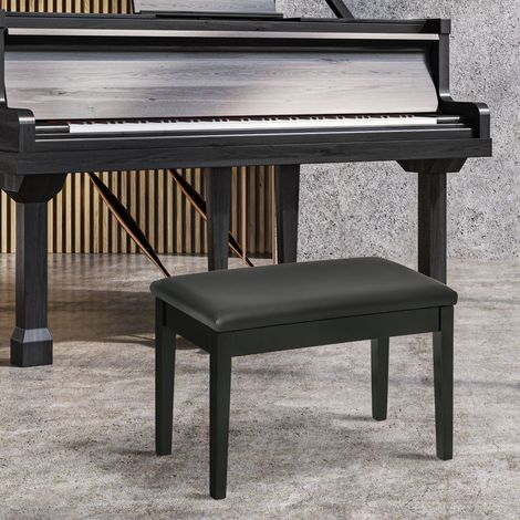 Banco de piano regulable con almacenamiento, asiento de polipiel negra, 75 x 35 x 49 cm, DESVIAE (1/5)