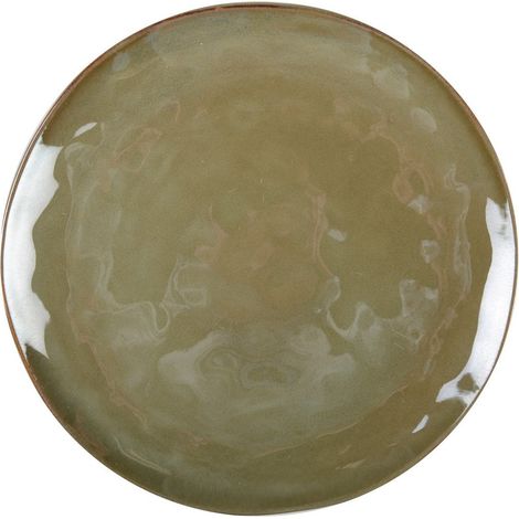 Assiette Plate en Céramique Kaki Design Artisanal Rond pour Table 28,5 x 21,5 cm - PANGIVO (1/4)