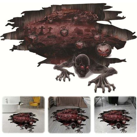 【Design】3D-Wandaufkleber verleihen Räumen mehr Tiefe und erzeugen unterschiedliche visuelle Effekte. Mit gruseligen Zombies, die unter zerstörten Böden kriechen, komplett mit Grabsteinen – Crezuo