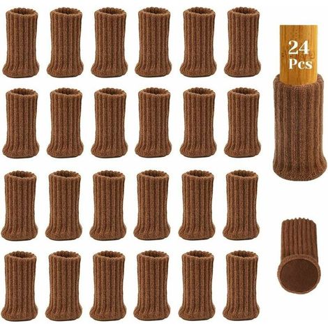 24-teiliges Stuhlbeinsocken-Set mit Filzgleitern, hochelastische, doppellagige Strickmöbelpantoffeln, dicke, rutschfeste Bodenschoner, Pad-Set (1/5)