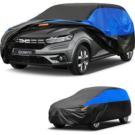 Housse de Voiture Imperméable et Respirante, Bâche pour Dacia Sandero, Housse de Voiture Noire et Bleue, Bâche de Garage Complète pour Protéger de la Pluie.,Convient pour Dacia Sandero (1/5)