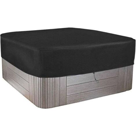 Housse pour Bain à Remous Carrée de Jardin - Polyester 210D imperméable et résistant aux intempéries avec revêtement en PVC - Noir anthracite 244x244x30cm (1/4)