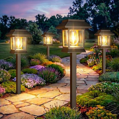 Lámpara Solar Para Exteriores - 3000 K - IP65 - Estilo Vintage - Para Jardín Patio y Terraza - Pack de 6 (1/5)