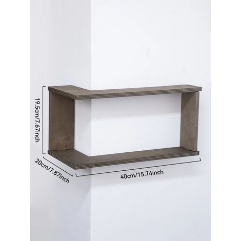 (Étagère MS12399) Étagère murale d'angle rustique, étagères flottantes en bois, présentoir mural, rangement, étagère pour plantes, photos, décoration intérieure (1/5)