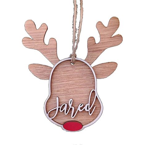 Pendentif de Noël 25-26 cm, résistant, adorable, en forme de cerf, décoration festive à suspendre en bois pour la maison (1/4)