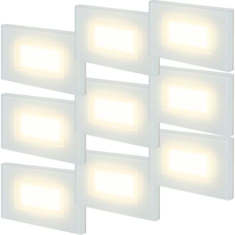 Kit 9 faretti segnapasso LED da incasso 503 in vetro IP65 CCT 3 colori 4W luce scale parete interno esterno Bianco