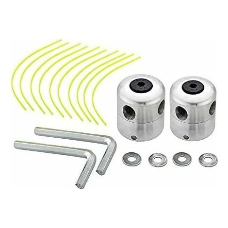 Lot de 2 têtes de débroussailleuse universelles en aluminium Double tête de ligne en nylon Bobine de ligne Accessoire de débroussailleuse (1/5)