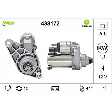 Démarreur VALEO 438172 AUDI 02T911023R 02T911023RX 02T911023S 02T911023SX