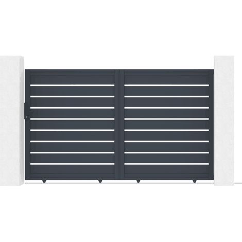 Portail coulissant aluminium anthracite 392x176 cm ajouré (1/5)