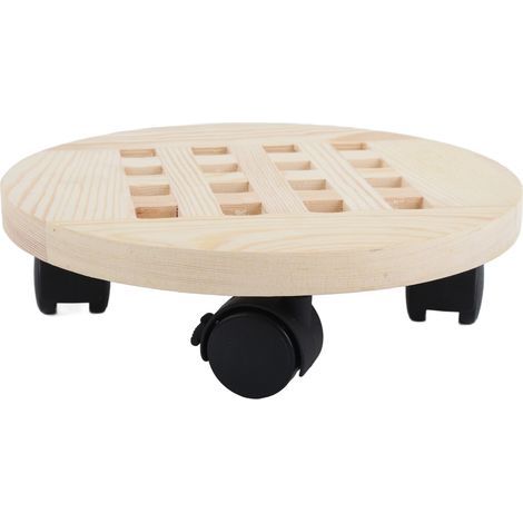 Plateau mobile en bois pour fleurs avec 6 roues, support de plantes rotatif à 360° pour maison (1/5)