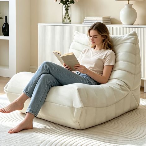 Fauteuil-canapé confortable et moelleux en mousse haute résilience, idéal pour lecture, détente et salon (1/4)
