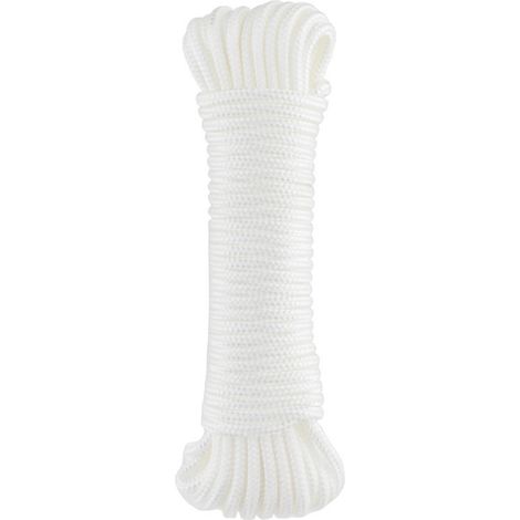 Corda in polipropilene da 4 mm, 10 metri, bianca  Corda ad alta tenacità  Corda intrecciata per tende da sole interne/esterne (1/5)