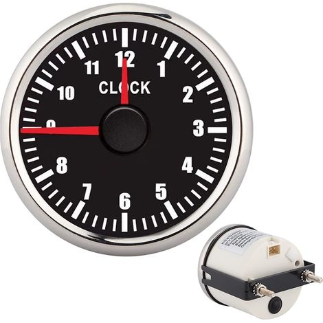 Compteur D'horloge, Cadran Universel de 2 Pouces 0  12 Heures Horloge Tableau de Bord Jauges Affichage Rtro-clairage Rouge 12 V/24 V pour Voiture Bateau Yacht(Le noir) (1/5)