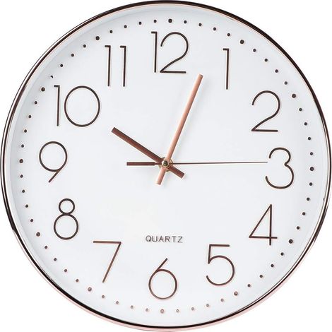 Horloge Murale, Grande Horloge Murale à Quartz muette, Horloge de Montre Simple adaptée à la décoration de la Chambre à Coucher du Bureau à Domicile (12 12 1,9 Pouces)(Or Rose) (1/5)