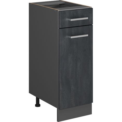 Mueble bajo de cocina R-Line, Hormigón negro, 30 cm sin encimera, Vicco