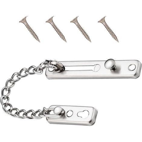 Serrure de Chaîne de Porte,Protège-porte de la Chaîne avec Serrure à Ressort anti-vol,Acier Inoxydable argent mat (1/5)
