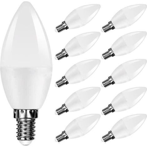 Lot de 10 5W Ampoule Led Culot E14 Bougie Blanc Chaud 3000K 600lm AC220V-265V Equivalent 40W Halogène Ampoule Non Dimmable (1/4)