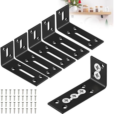 Lot de 6 Equerre de Fixation, Equerre Fixation avec Vis Support Etagere Murale forme de L équerre Metal Murale Charpente pour Fixation et Réparation Table et Chaise (1/5)