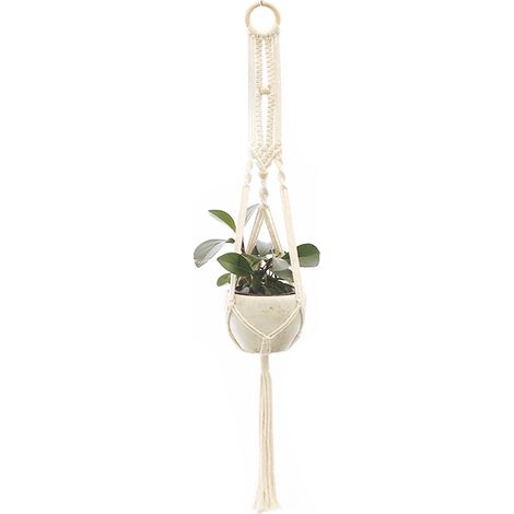 Makramee-Pflanzenampel, gewebter dekorativer Blumentopfhalter, Hängekorb für drinnen und draußen, handgefertigt aus Baumwollseil, Wohnaccessoire (1/5)