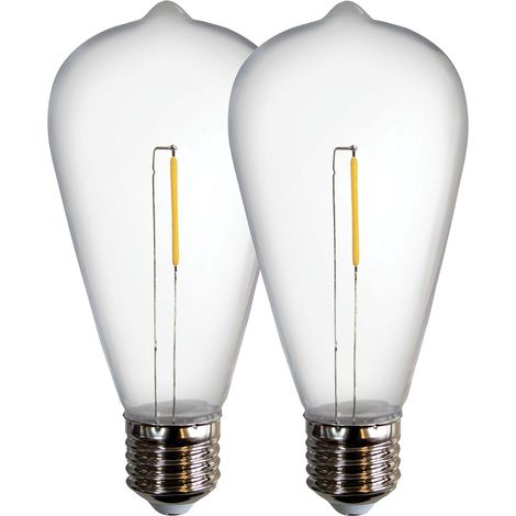Lot 2 Ampoules LED Décoratives E27 Diam. 64mm, 0.6W, 55 lumens, 2700K Blanc-chaud, plastique haute résistance conçu pour l'éxterieur - Tibelec
