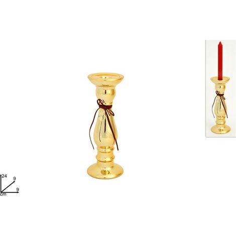 Portacandela Candelabrio Oro con Diamante 24 cm (1/2)
