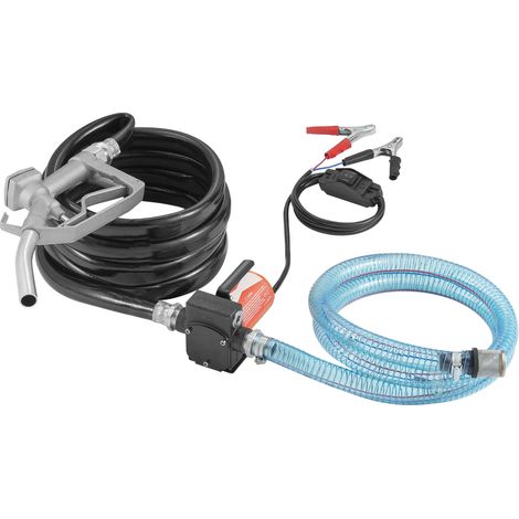 Mophorn-Kraftstofftransferpumpe, elektrische Diesel-Transferpumpe 12 V DC 5,3 GPM 1/10 PS mit langem Einlass- und Auslassschlauch, automatisch abschaltender Kraftstoffdüse, tragbar für Kerosin, Benzin