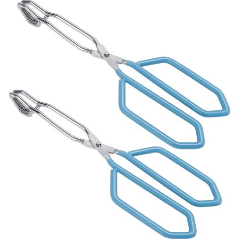 Pince-ciseaux en acier inoxydable, Lot de 2 Bleu 28 cm Pince Barbecue Longue, Pinces de Ciseaux de Barbecue, Pince Retourne Saucisse, Résistantes à la Chaleur, Pince de Cuisine (1/5)