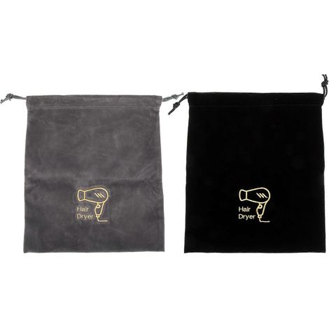 Lot de 2 sacs à cordon multifonctions anti-peluches et anti-poussière pour sèche-cheveux électriques-30X26CM