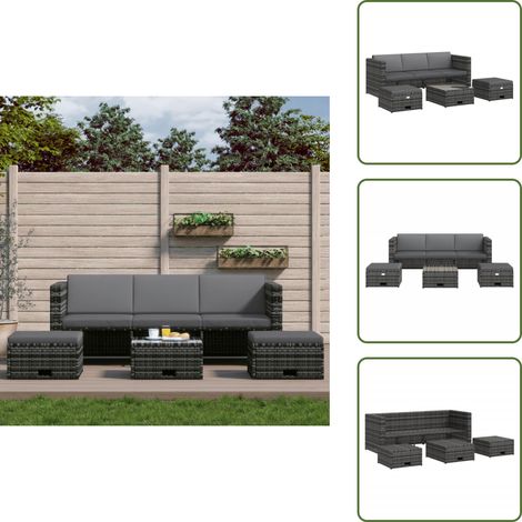 Salon de jardin 4 pcs avec coussins résine tressée gris - Salon De Jardin - Canapé Extérieur - Set Salon De Jardin - Mobilier De Jardin - Rotin Synthétique (1/5)
