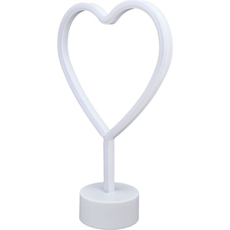 Luminaire LED en forme de cœur avec base, alimenté par piles - Décoration pour chambre, mariage, anniversaire et fêtes (1/5)