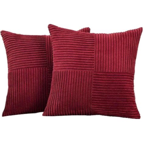 Ensemble de 2 taies d'oreiller - Taie d'oreiller patchwork en velours côtelé - 45 x 45 cm - Douce et confortable - Housses d'oreiller décoratives texturées - Convient pour canapés, lits, salons - Déco (1/5)