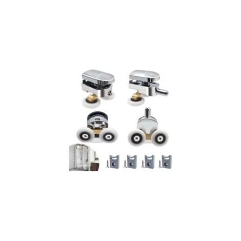 Lot de 8 roulettes pour porte de douche haut et bas de 23 mm (4 supérieurs et 4 inférieurs) (23 mm-8 pièces) (double 23 mm-8 pièces) (1/5)