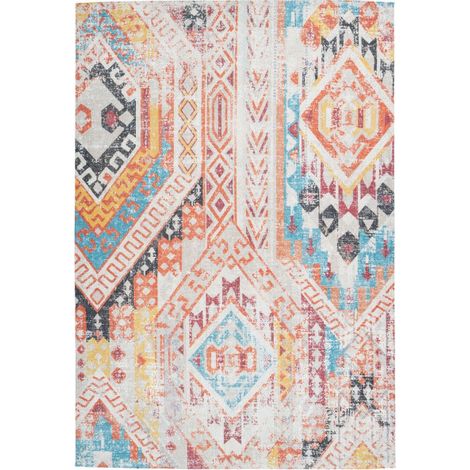 Tapis Ethnique à Poils Courts "Indiana II" Orange 80 x 150 cm (1/4)