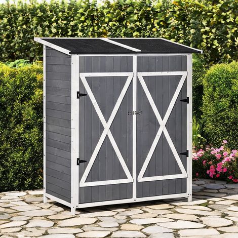 Chariot de jardin grau Weiß en tannenholz 139 x 75 x 160 cm (1/5)