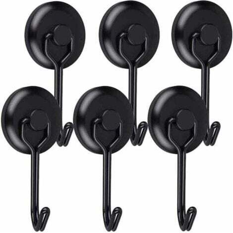 Crochet Aimanté Puissant 14 kg 20D Crochet Magnetique Frigo Noir Néodyme Pivotants Aimant Crochet Magnétique Crochets Aimantés Magnétiques pour Cuisine Torchon Tableau 6pcs--INHHUB (1/4)