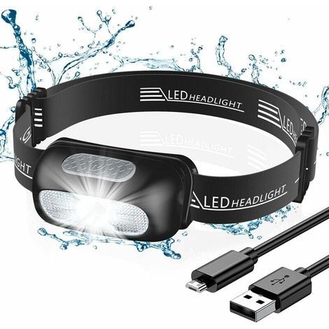 Lampe Frontale, Rechargeable Puissante avec 5 Modes D'éclairage, Étanche IPX4, Portable Lampe Frontale LED avec Lumière Rouge pour La Pêche/Camping/Cyclisme/Randonnée (1/5)