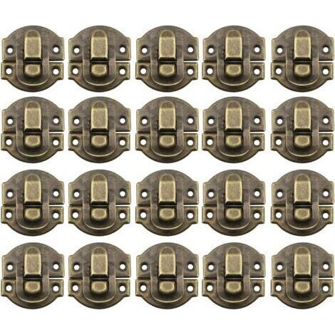 Ahlsen 20Pcs Fermoir Métal Verrouillage Moraillon Vintage Boîte Porte Coque Coffre Fer Ensemble Loquet Tiroir Antique pour Armoire à Bijoux en Bois Décoratif (Bronze) (1/5)