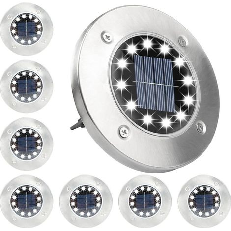 Solar Light Outdoor Lamp 12LED Garden Ground Light Cool White Outdoor Solar Lights Stainless Steel Waterproof For Lawn Yard 8pcs (1/5)