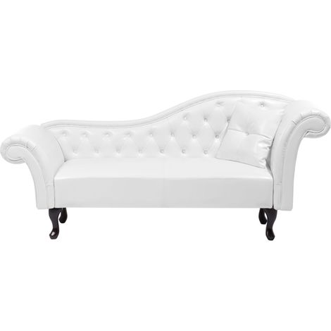 Right-Hand Chaise Lounge LATTES Faux Leather White