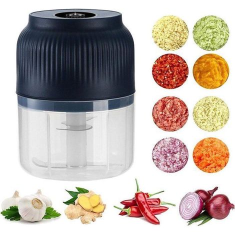 Presse-ail électrique 300 ml / Hachoir à ail/oignon, robot culinaire sans fil, équipé de 4 lames tranchantes. Convient pour Femeo (1/4)
