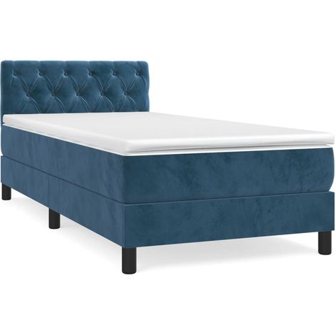 Sommier à lattes de lit et matelas Bleu foncé 80x200 Velours (1/5)