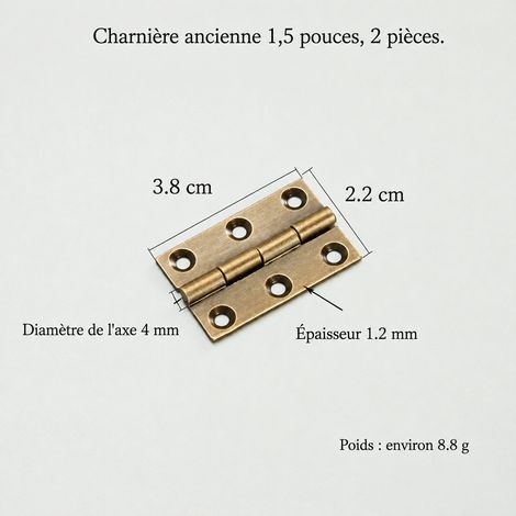 Charnière en laiton bronze antique 1,5 pouce à âme en cuivre 1.5 bronze 3,8 × 2,2 × 0,12 cm 9 g – Livraison gratuite