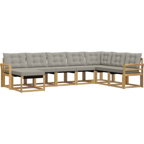 Set di divani da esterno 8 pz Bianco e Grigio Chiaro vidaXL (1/5)