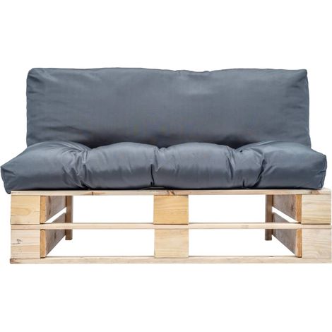 Maison Exclusive - Outdoor-Sofa Paletten mit Kissen in Grau Kiefe