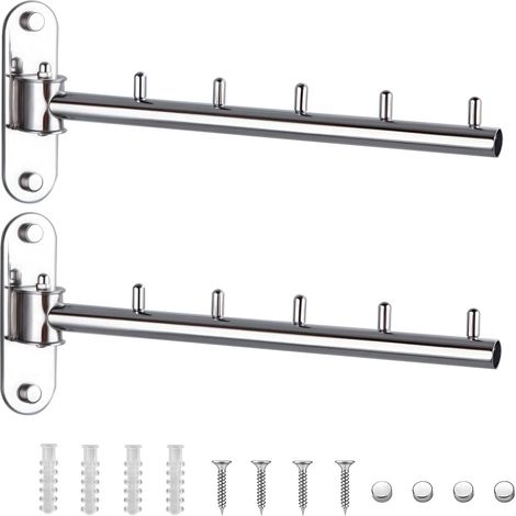 Wall Mounted Clothes Hangers, Stainless Steel Foldable Wall Mounted Clothes Hangers Cintre à Vêtements En Acier Inoxydable Avec Bras Pivotant Fixation Murale (1/5)