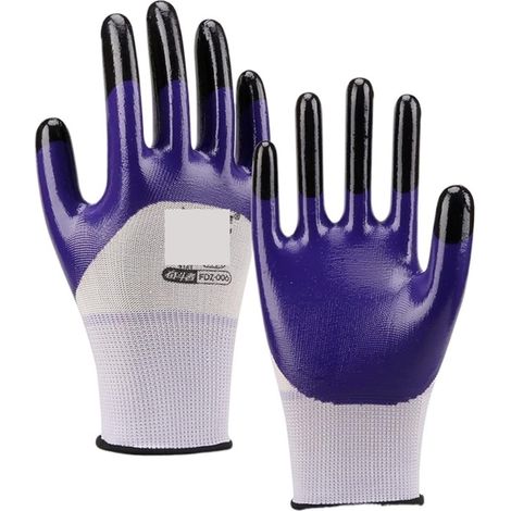 Gants résistants aux coupures, Renforcez les gants de travail en nitrile de doigt gants de sécurité de gant d'industrie de polyester lisse for les gants de jardinage de construction Coupe extensible c (1/5)