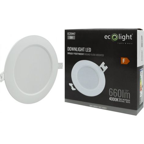 Downlight incasso tondo bianco 12cm LED 6W 4000K Ecolight (1/4)