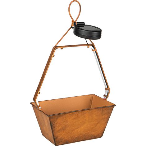 Solarlampe Außenleuchte Gartendeko Hängelampe Korb, LED Terrassenleuchte Garten Blumenkübel, Metall rost, 45x LED warmweiß, LxBxH 20x11x34,5 cm