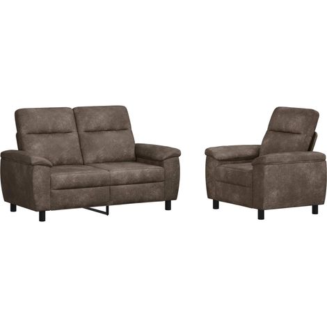 Juego de Sofá 2 pcs Gris oscuro Cuero de Suede Sintético vidaXL (1/5)