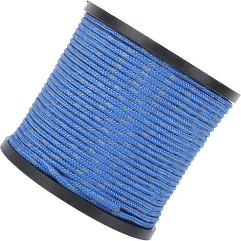 Corde de camping réfléchissante tissée en polyester de 50 m (164 pi) et de 4 mm de diamètre, idéale pour les voyages, la randonnée et le trekking. Couleur : bleu. (1/5)